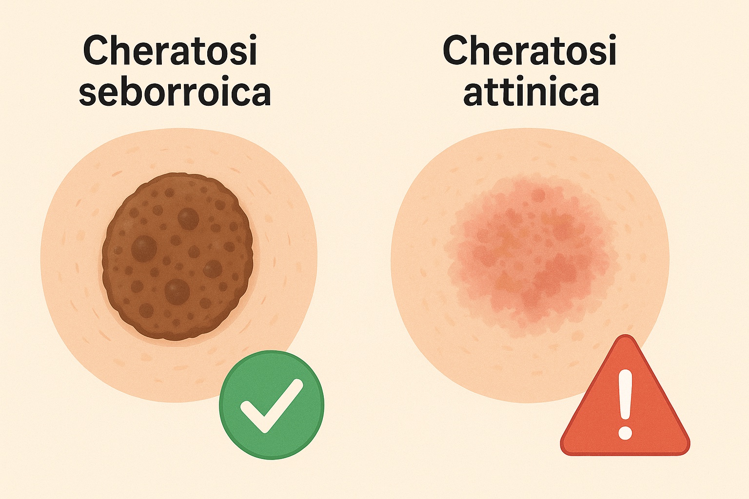 Cheratosi seborroica vs cheratosi attinica: confronto visivo